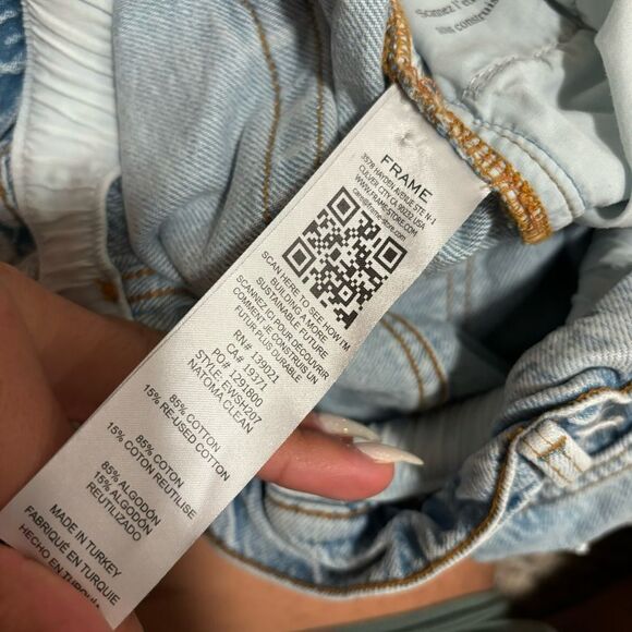 FRAME Elastic Waist Shorts in Natoma Clean Paperbag Denim- Size Small - Picture 9 of 12